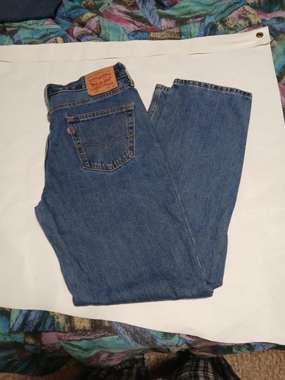 Levi's 550 Jeans Men's 34x34 Blue Denim Red Tab 100% Cotton Straight Leg Relaxed